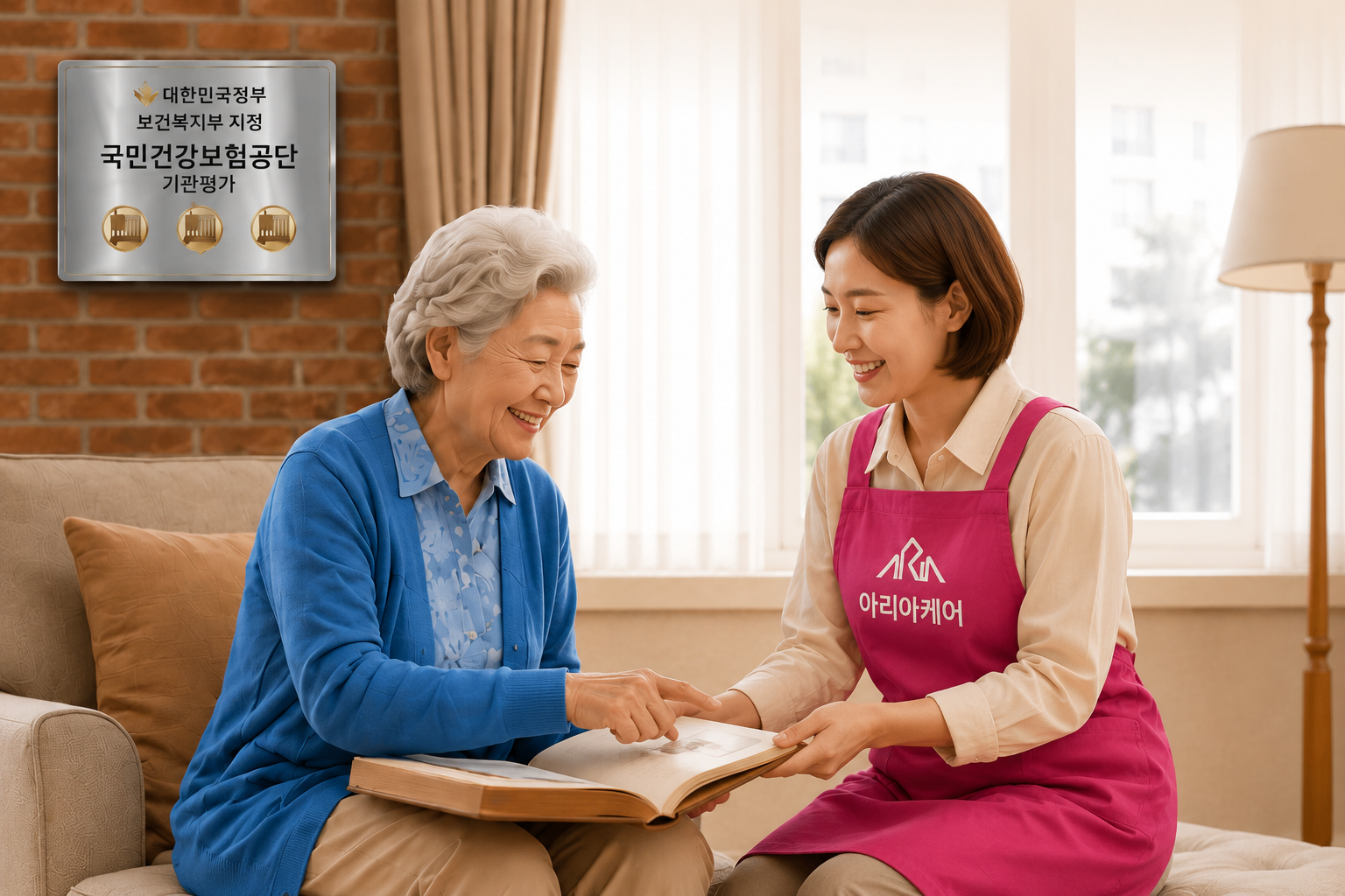 어르신과 요양보호사의 방문요양 모습